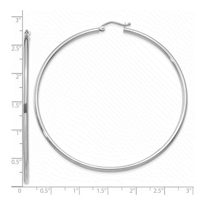 10K White Gold 65mm Tube Hoop Earrings – view 3