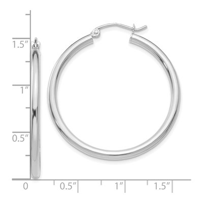 10K White Gold 35mm Tube Hoop Earrings – view 3