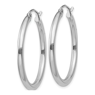 10K White Gold 30mm Tube Hoop Earrings – view 3