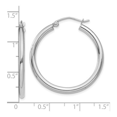 10K White Gold 30mm Tube Hoop Earrings – view 3