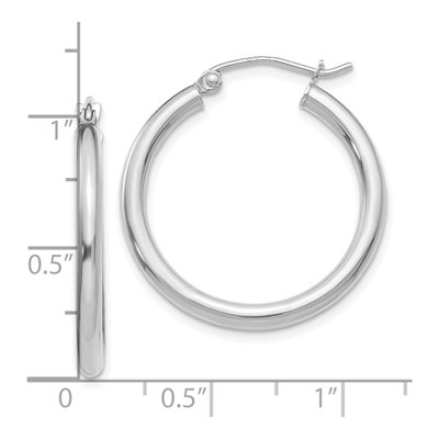 10K White Gold 25mm Tube Hoop Earrings – view 5