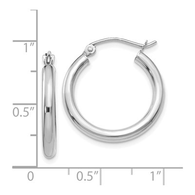 10K White Gold 20mm Tube Hoop Earrings – view 5