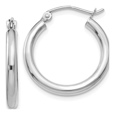 10K White Gold 20mm Tube Hoop Earrings