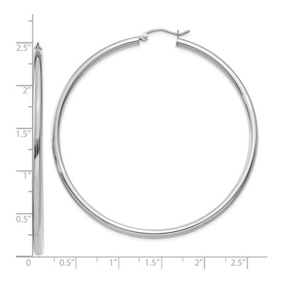 10K White Gold 60mm Tube Hoop Earrings – view 3