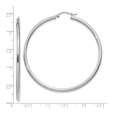 10K White Gold 55mm Tube Hoop Earrings – view 3