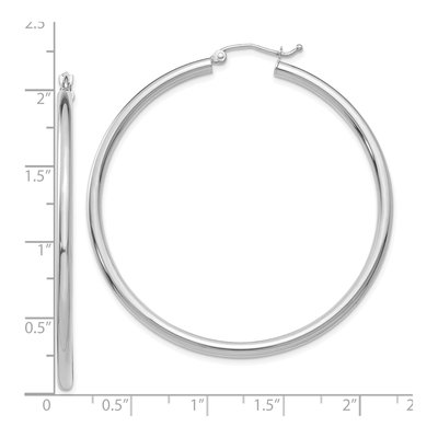 10K White Gold 50mm Tube Hoop Earrings – view 3