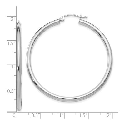 10K White Gold 45mm Tube Hoop Earrings – view 5