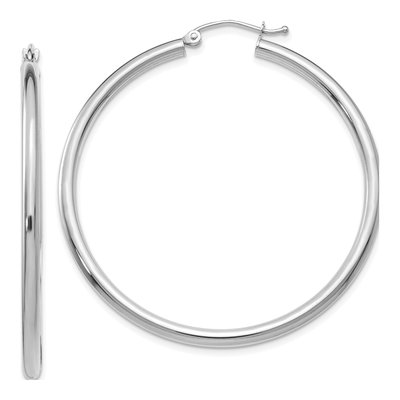 10K White Gold 45mm Tube Hoop Earrings