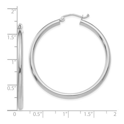 10K White Gold 35mm Tube Hoop Earrings – view 5