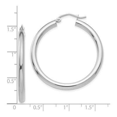 10K White Gold 35mm Tube Hoop Earrings – view 5