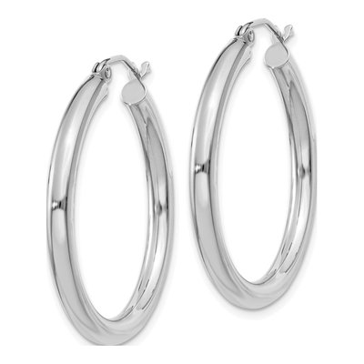 10K White Gold 30mm Tube Hoop Earrings – view 3