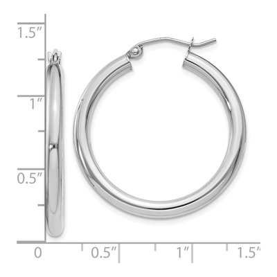 10K White Gold 30mm Tube Hoop Earrings – view 4
