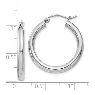 10K White Gold 25mm Tube Hoop Earrings – view 5