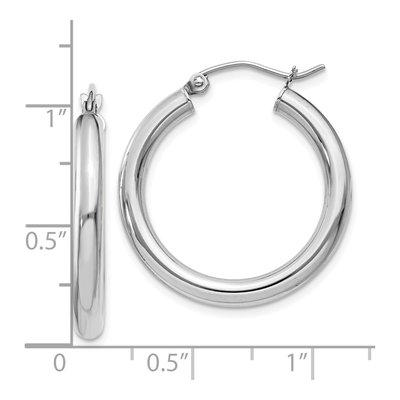 10K White Gold 25mm Tube Hoop Earrings – view 5