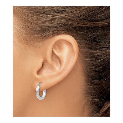 10K White Gold 17mm Tube Hoop Earrings – view 4