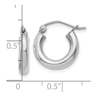10K White Gold 15mm Tube Hoop Earrings – view 5