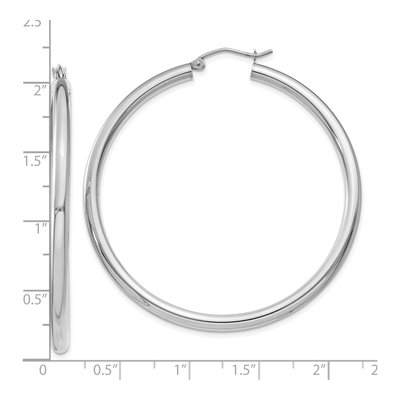 10K White Gold 45mm Tube Hoop Earrings – view 5
