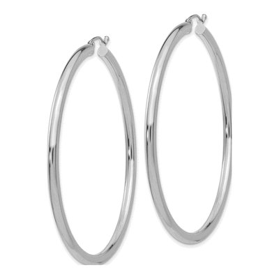 10K White Gold 55mm Tube Hoop Earrings – view 3