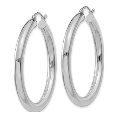 10K White Gold 40mm Tube Hoop Earrings – view 3