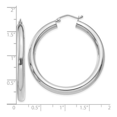 10K White Gold 40mm Tube Hoop Earrings – view 5