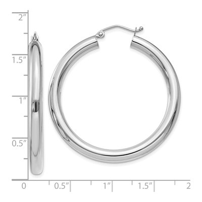 10K White Gold 40mm Tube Hoop Earrings – view 5