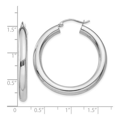 10K White Gold 35mm Tube Hoop Earrings – view 5