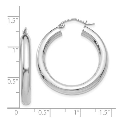 10K White Gold 30mm Tube Hoop Earrings – view 5