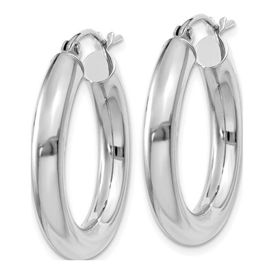 10K White Gold 25mm Tube Hoop Earrings – view 3
