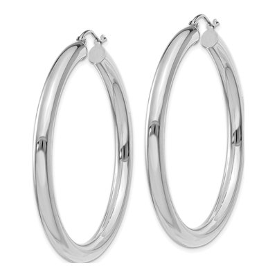 10K White Gold 45mm Tube Hoop Earrings – view 3