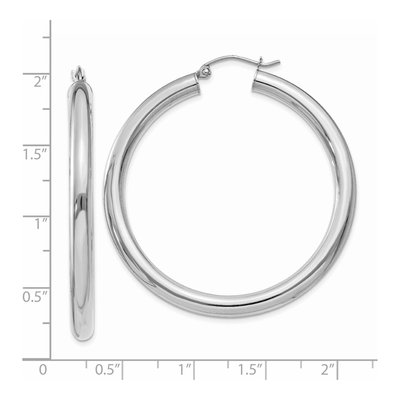 10K White Gold 45mm Tube Hoop Earrings – view 5