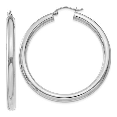 10K White Gold 45mm Tube Hoop Earrings