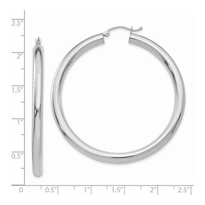 10K White Gold 50mm Tube Hoop Earrings – view 5