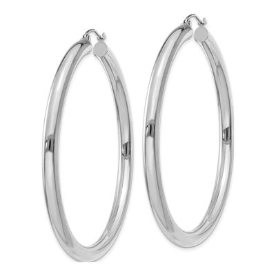 10K White Gold 55mm Tube Hoop Earrings – view 3