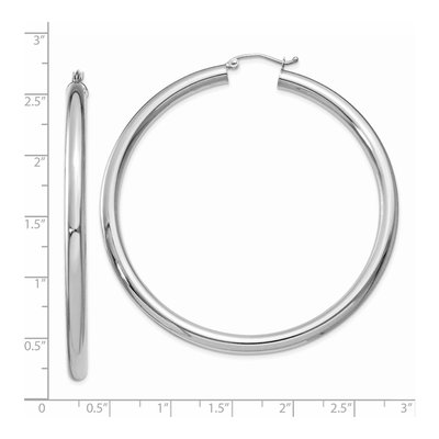 10K White Gold 60mm Tube Hoop Earrings – view 5