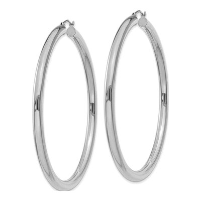 10K White Gold 65mm Tube Hoop Earrings – view 3