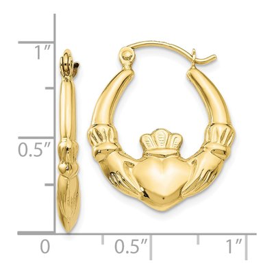 10K Yellow Gold Claddagh Hoop Earrings – view 4
