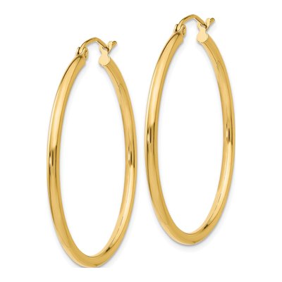 10K Yellow Gold 35mm Tube Hoop Earrings – view 3