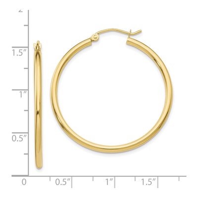 10K Yellow Gold 35mm Tube Hoop Earrings – view 4