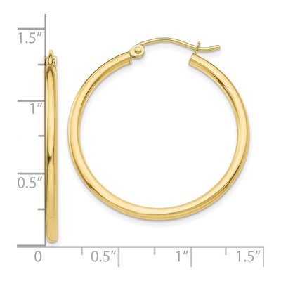 10K Yellow Gold 30mm Tube Hoop Earrings – view 4