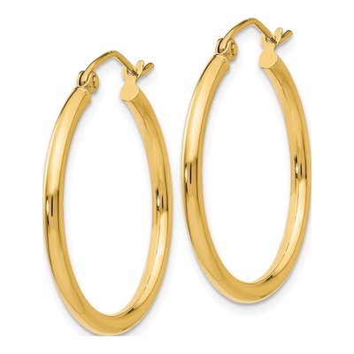10K Yellow Gold 25mm Tube Hoop Earrings – view 3