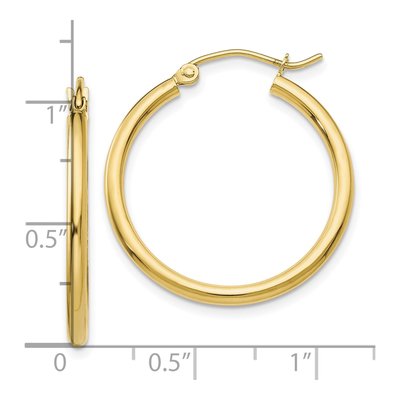 10K Yellow Gold 25mm Tube Hoop Earrings – view 4