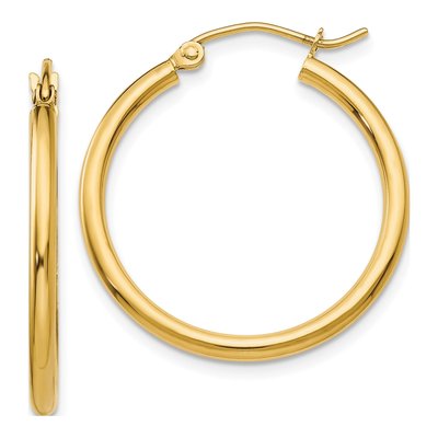 10K Yellow Gold 25mm Tube Hoop Earrings