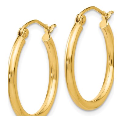 10K Yellow Gold 20mm Tube Hoop Earrings – view 3