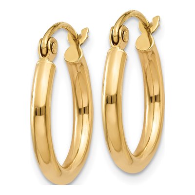 10K Yellow Gold 15mm Tube Hoop Earrings – view 3