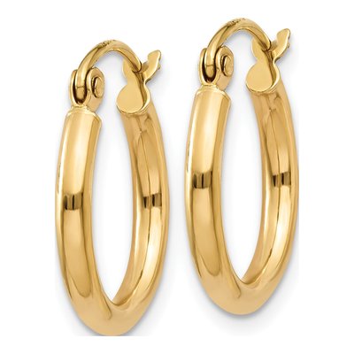 10K Yellow Gold 15mm Tube Hoop Earrings – view 3