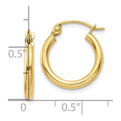 10K Yellow Gold 15mm Tube Hoop Earrings – view 4