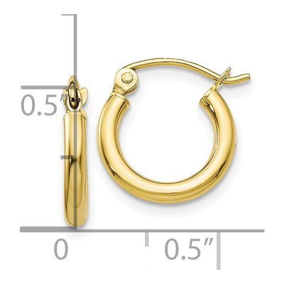 10K Yellow Gold 13mm Tube Hoop Earrings – view 5