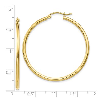 10K Yellow Gold 35mm Tube Hoop Earrings – view 5
