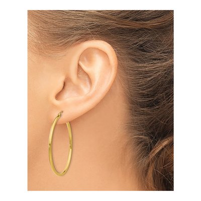10K Yellow Gold 40mm Tube Hoop Earrings – view 5