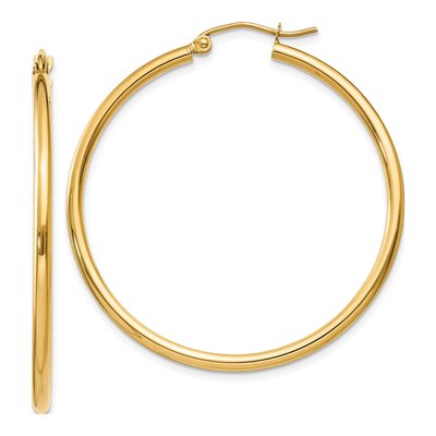 10K Yellow Gold 40mm Tube Hoop Earrings